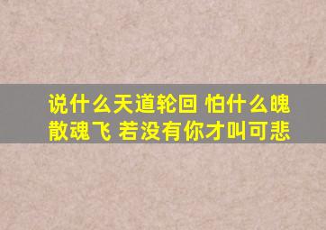 说什么天道轮回 怕什么魄散魂飞 若没有你才叫可悲